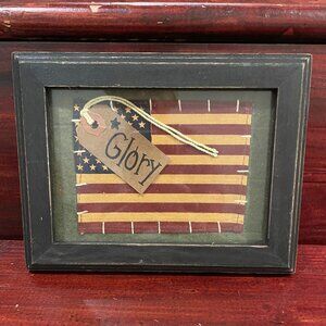 Primitive Tabletop Decor Framed Flag "Glory"